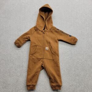 Carhartt Baby 3M Brown Zip Up Hooded One Piece Infant Onesie